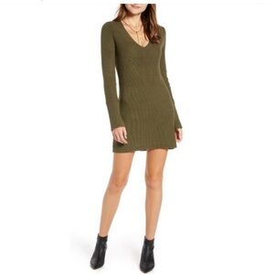 NWT | Something Navy | Long Sleeve Sweater Dress | Army Green | Size M